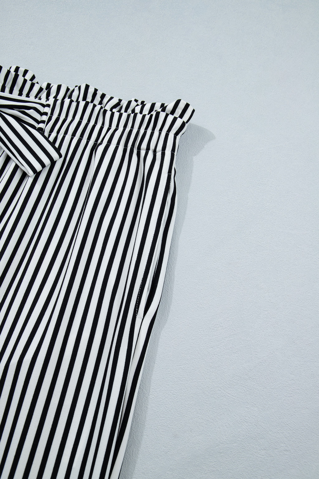 Plus Size Black Stripe Loose Fit Straight Casual Pants