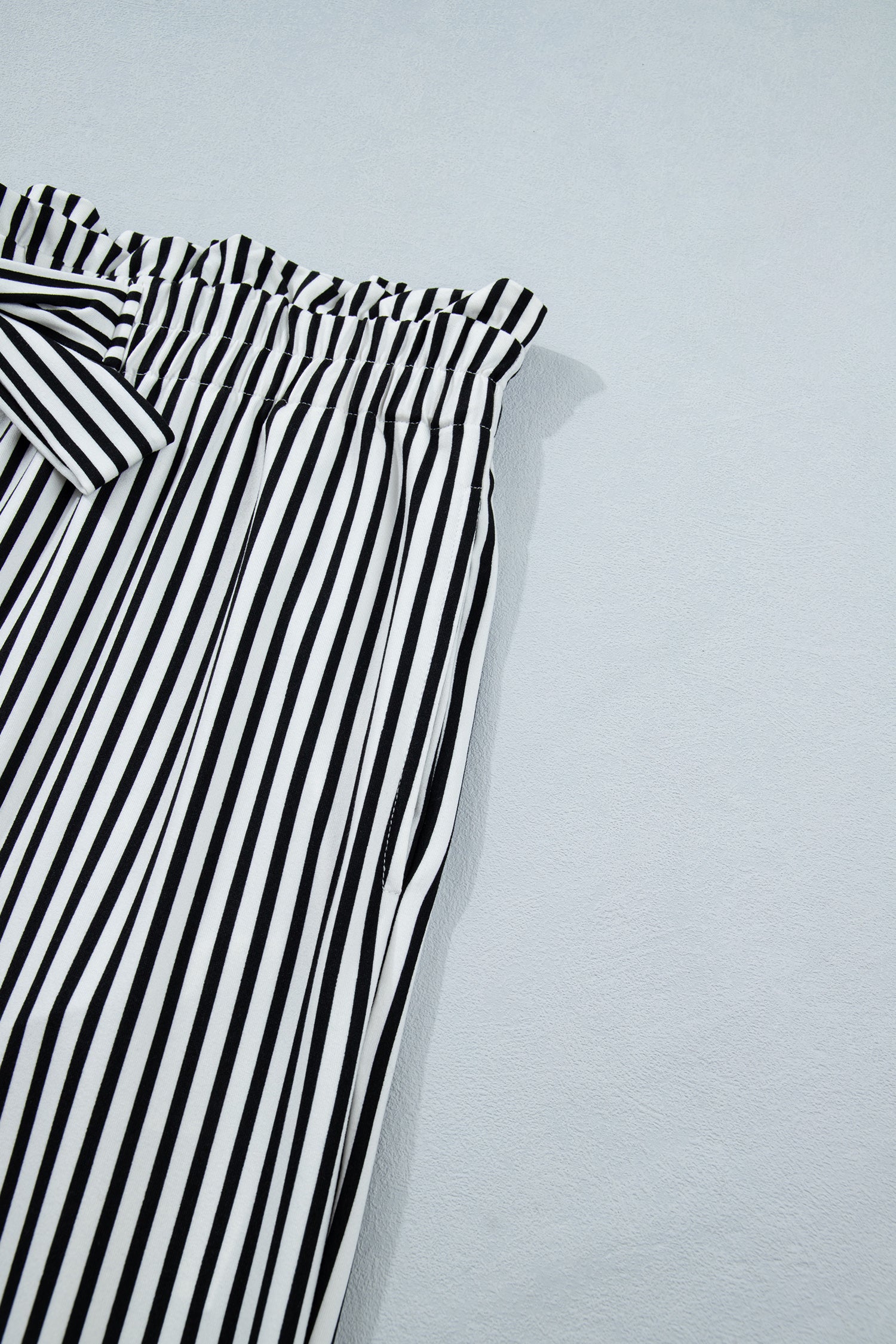 Plus Size Black Stripe Loose Fit Straight Casual Pants