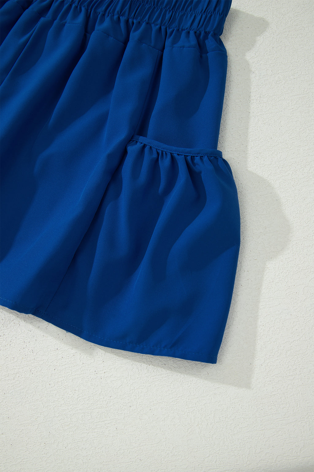 Dark Blue Ribbed Slim Tank & Pocketed Wide Leg Shorts 2pc Set