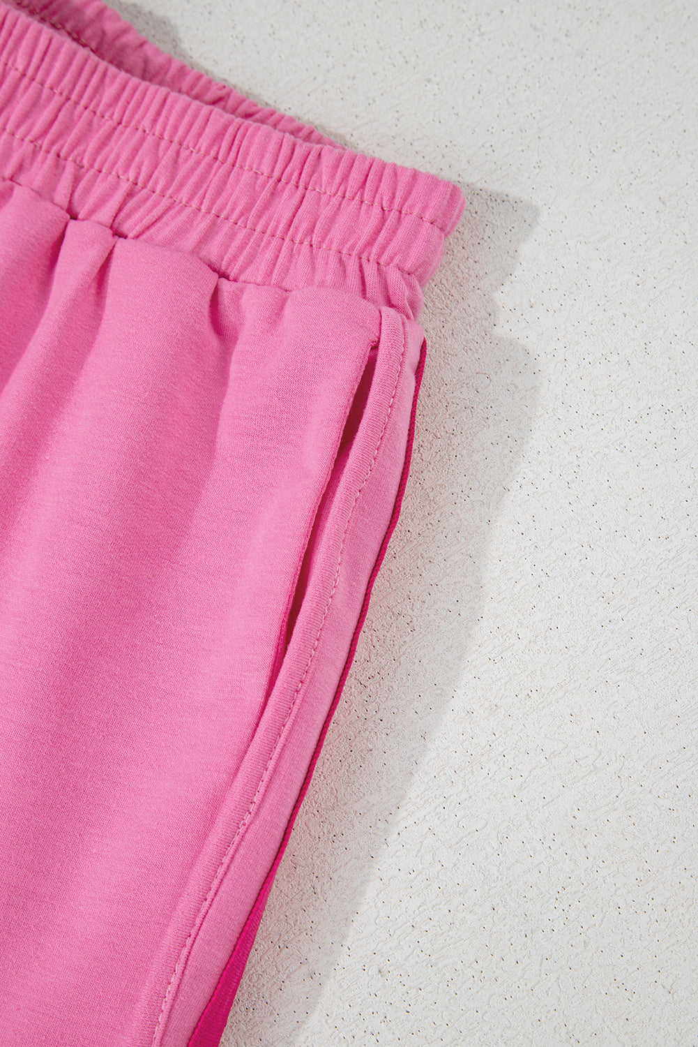Bonbon Elastic & High Waist Active Shorts With Color Block Stripes