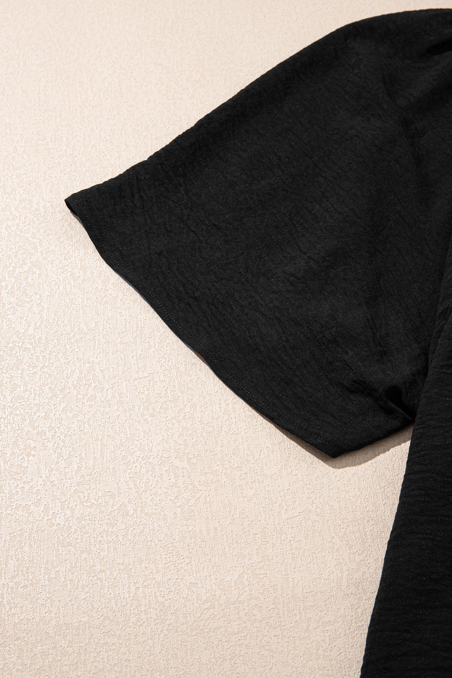 Plus Size Black Notched Neck Short Sleeve Dress