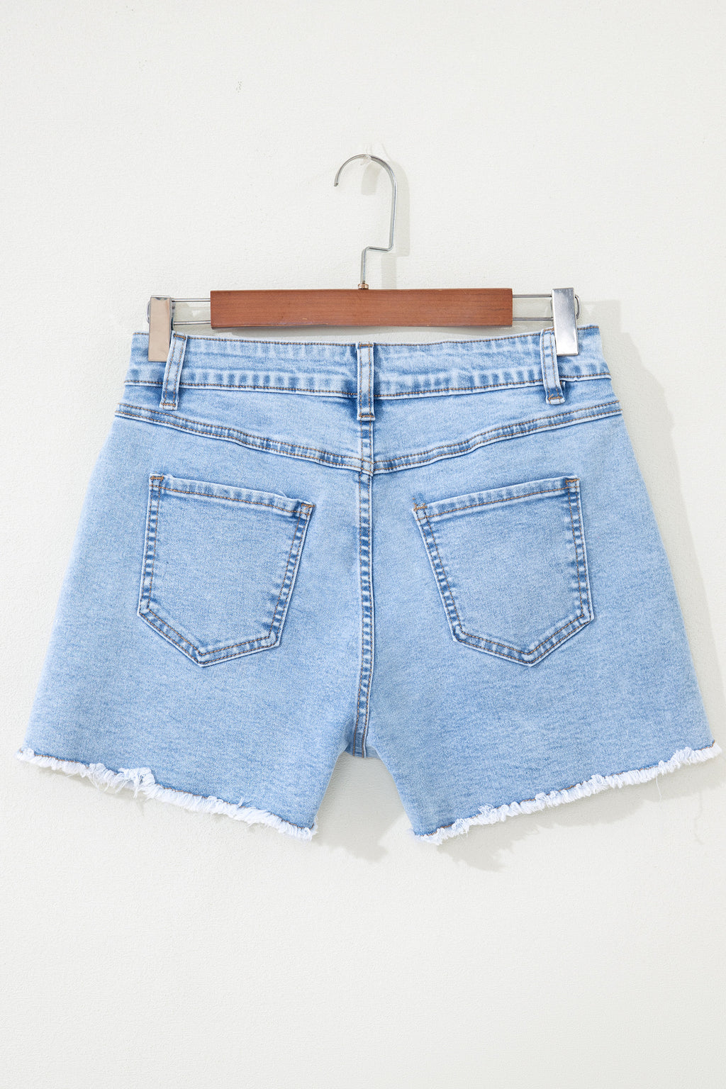 High Waist Frayed Denim Shorts