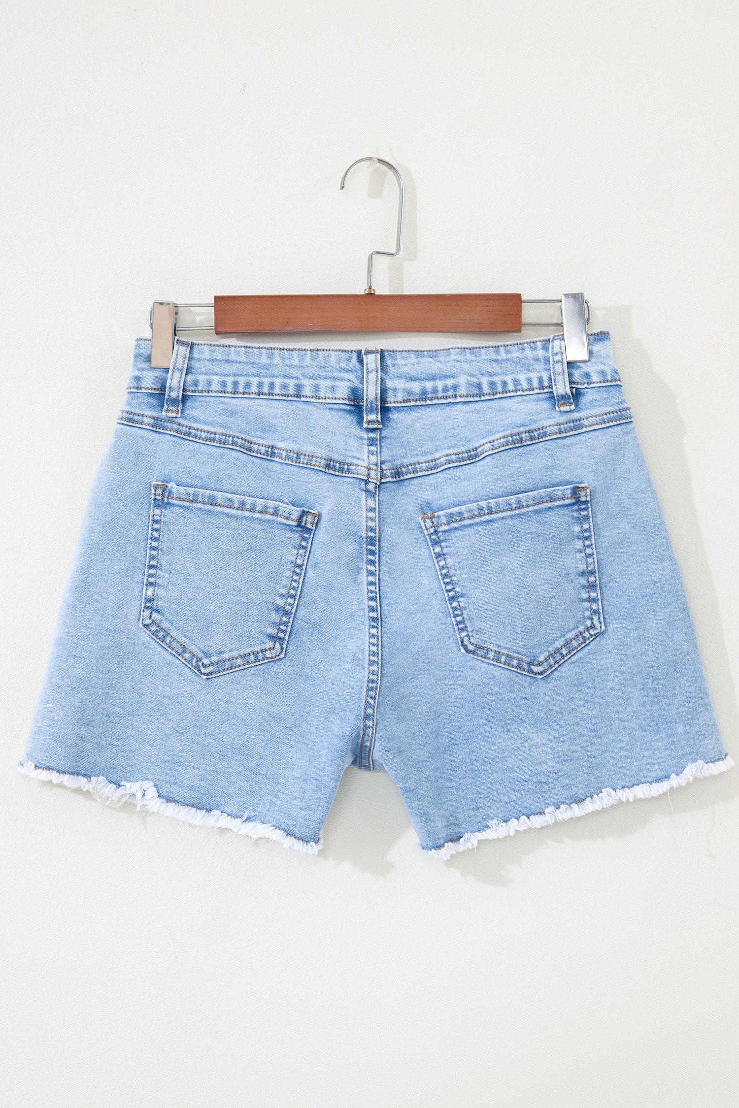 High Waist Frayed Denim Shorts