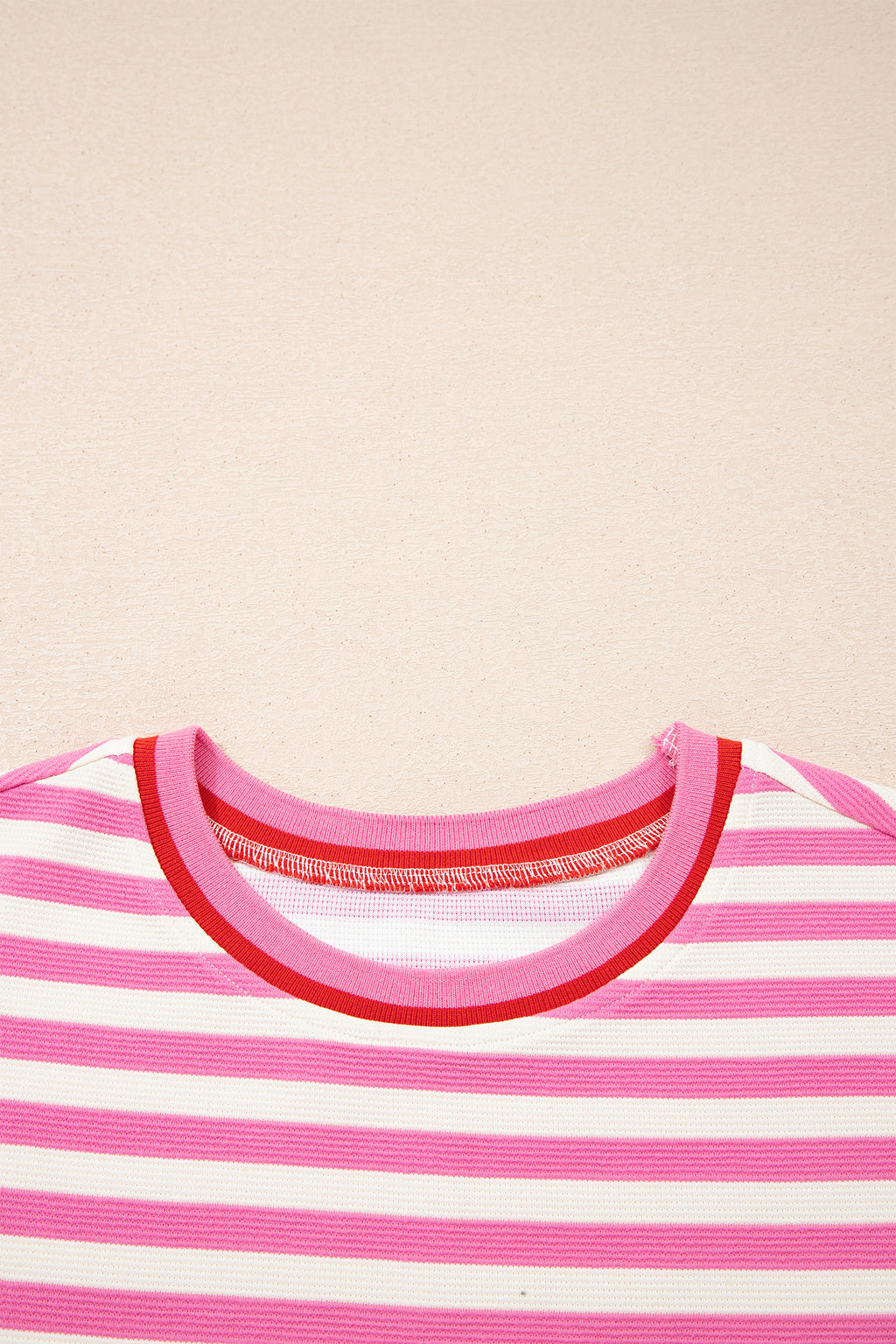 Pink Stripe Short Sleeve Top & Loose Shorts 2pcs Casual Outfit