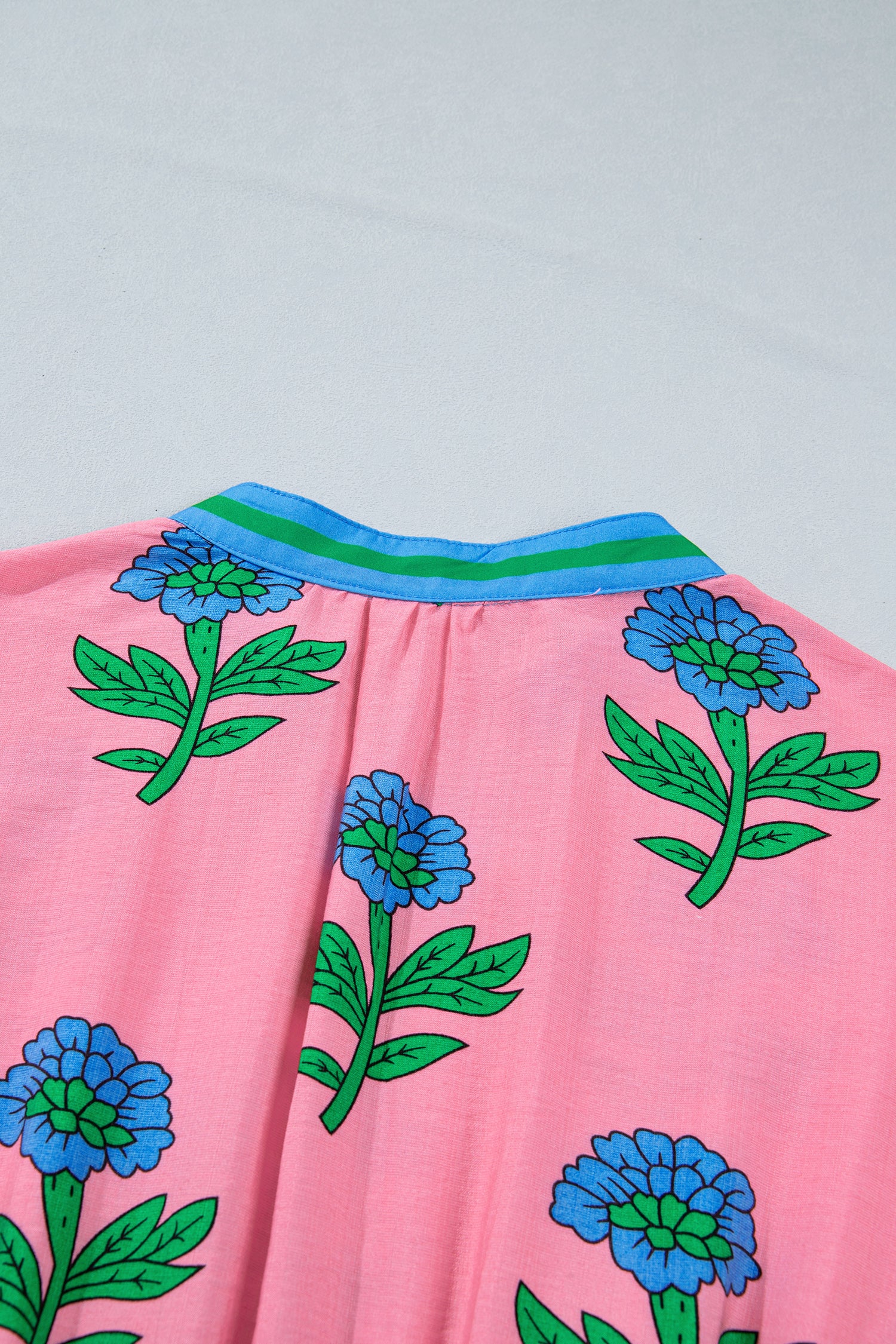 Plus Size Pink Floral V-Neck Ruffled Maxi Dress