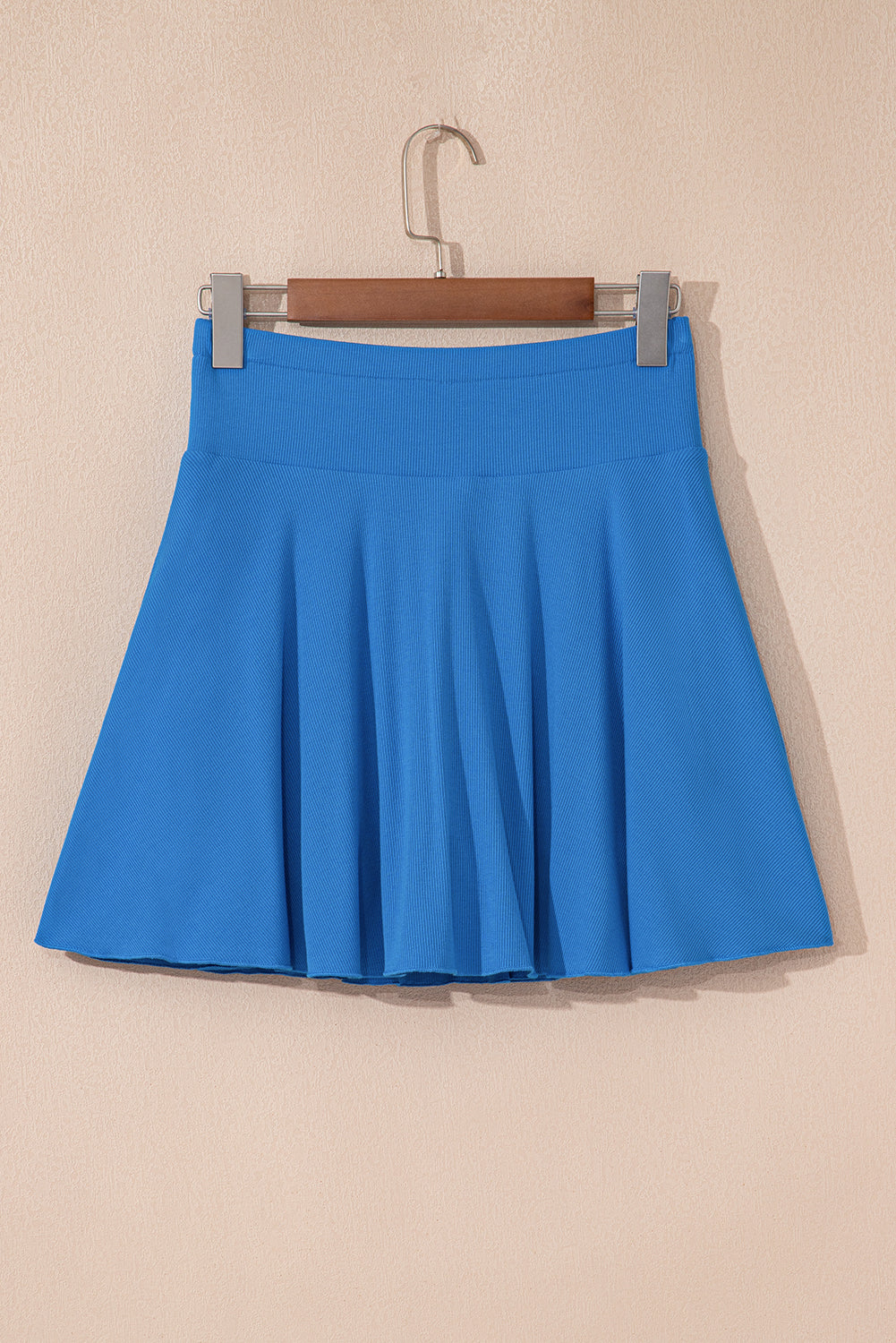 Blue A-line Draped High Waist Lined Skort With Phone Pocket