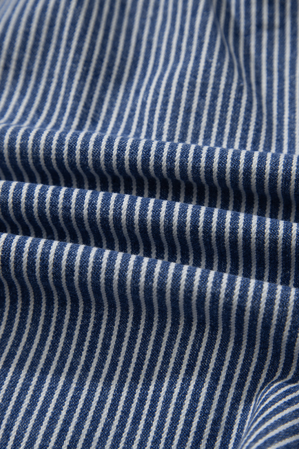 Blue Stripe Casual Denim Shorts With Drawstring Elastic Waist