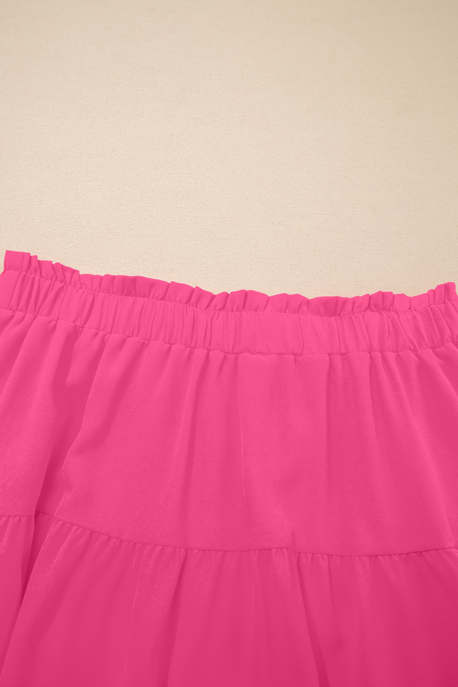 Plus Size Rose Red Frilled With Lace Trim Elastic Waist Ruffled Shorts