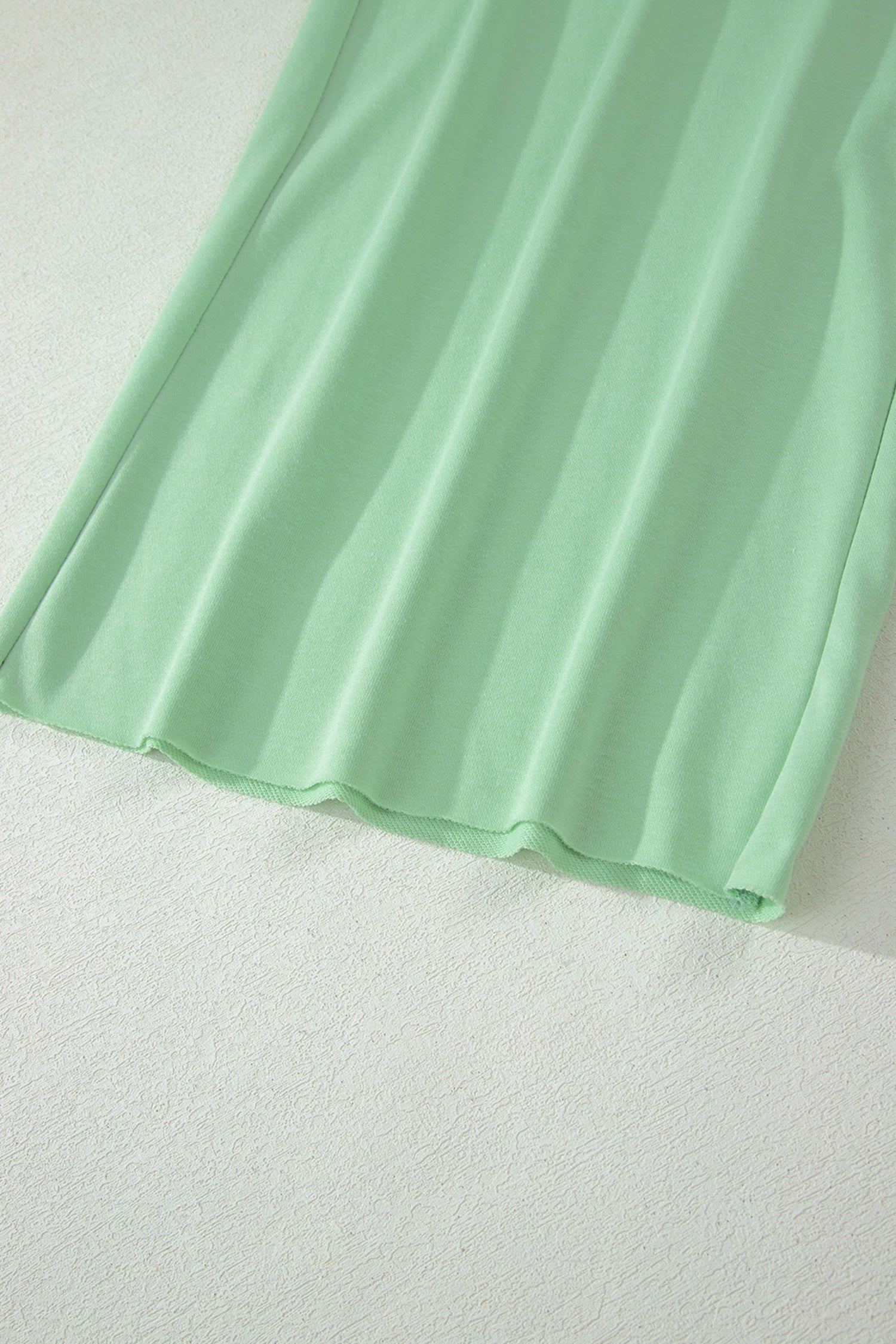 Plus Size Aqua Ribbed Trim Short Sleeve Top & Drawstring Loose Pants 2pcs Outfit