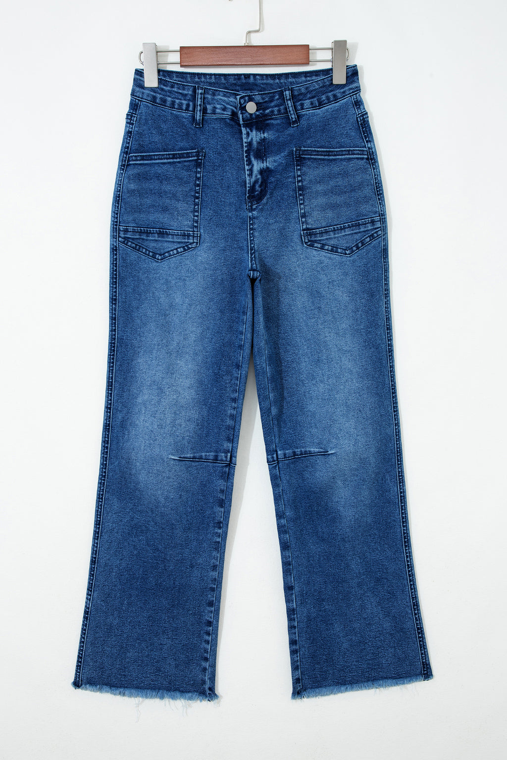 Sail Blue Frayed & Cropped Straight Jeans