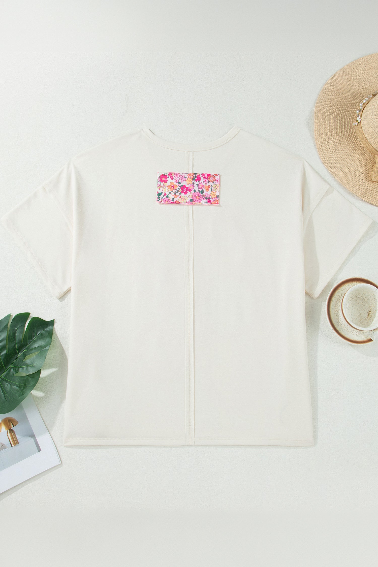 Plus Size Big Flower Patched Tunic Tee