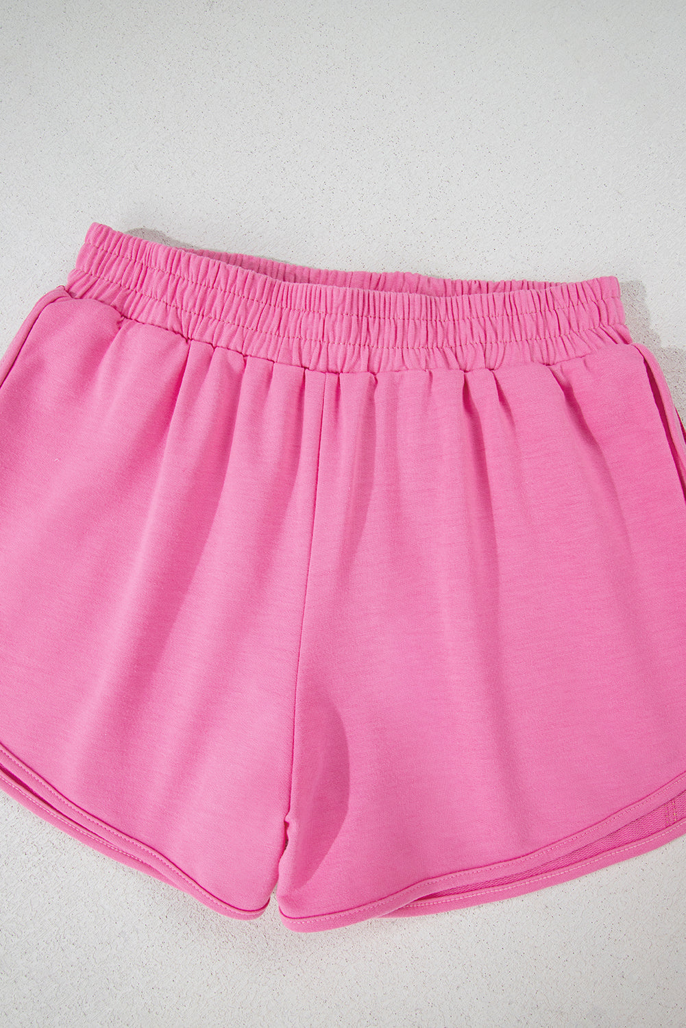 Bonbon Elastic & High Waist Active Shorts With Color Block Stripes