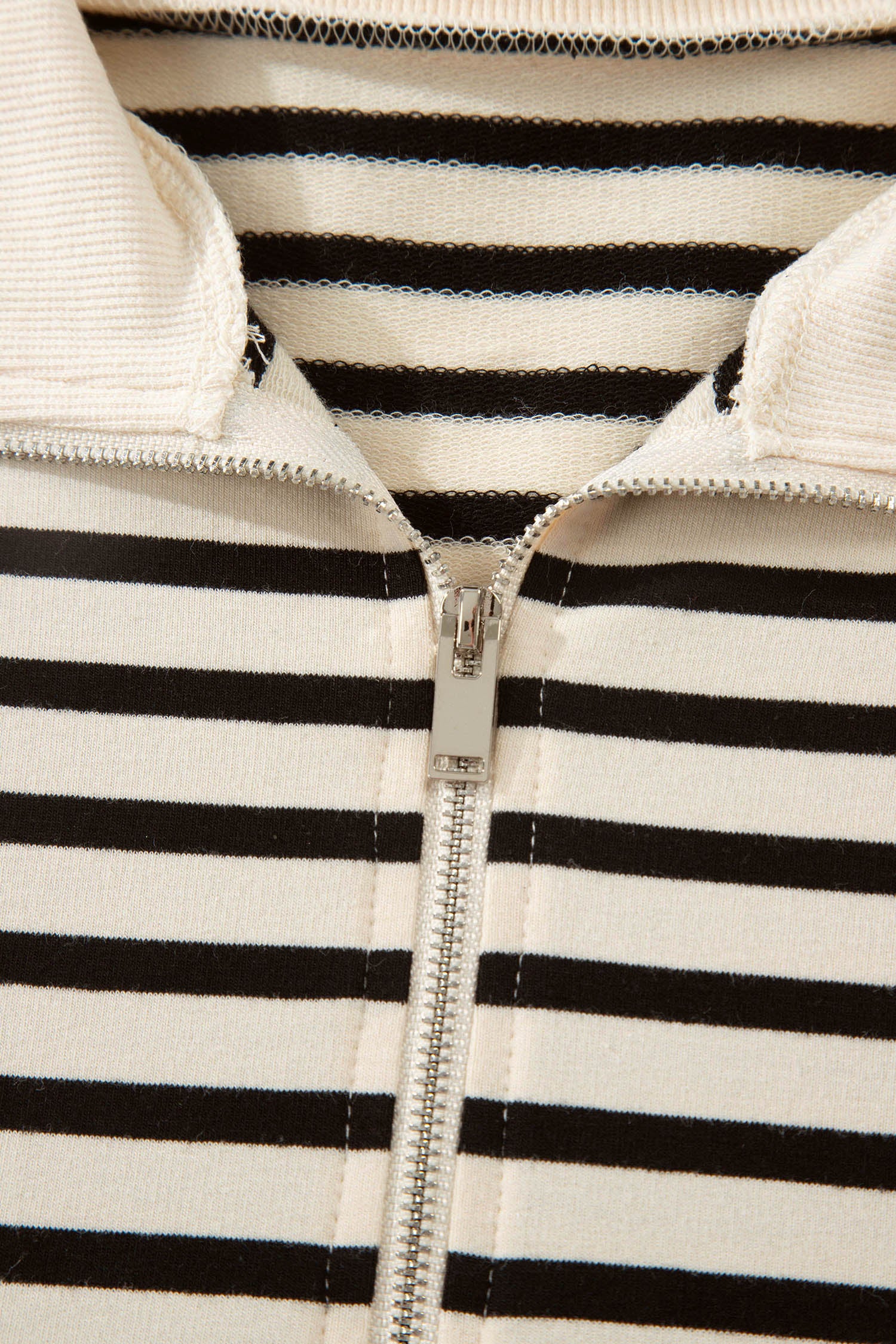 Black Stripe Ribbed With Color Block Trim Zip Polo Tee & Drawstring Shorts 2pcs Outfit