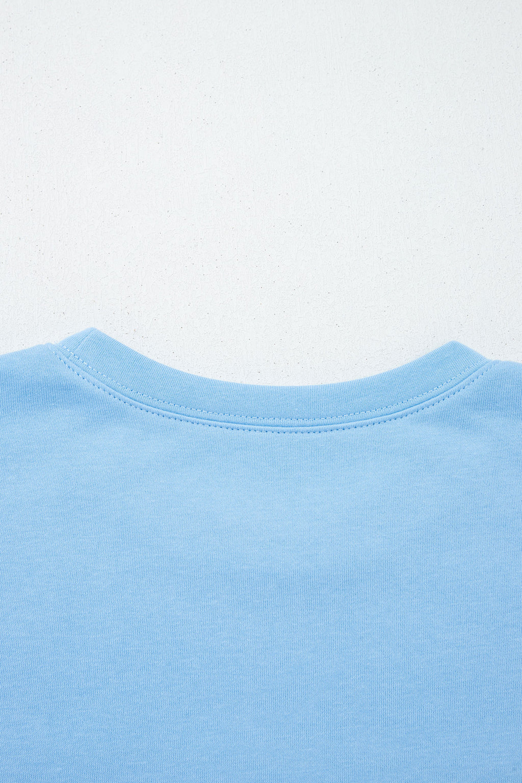 Mist Blue USA Flag Tee With Textured Patchwork Cap Sleeves