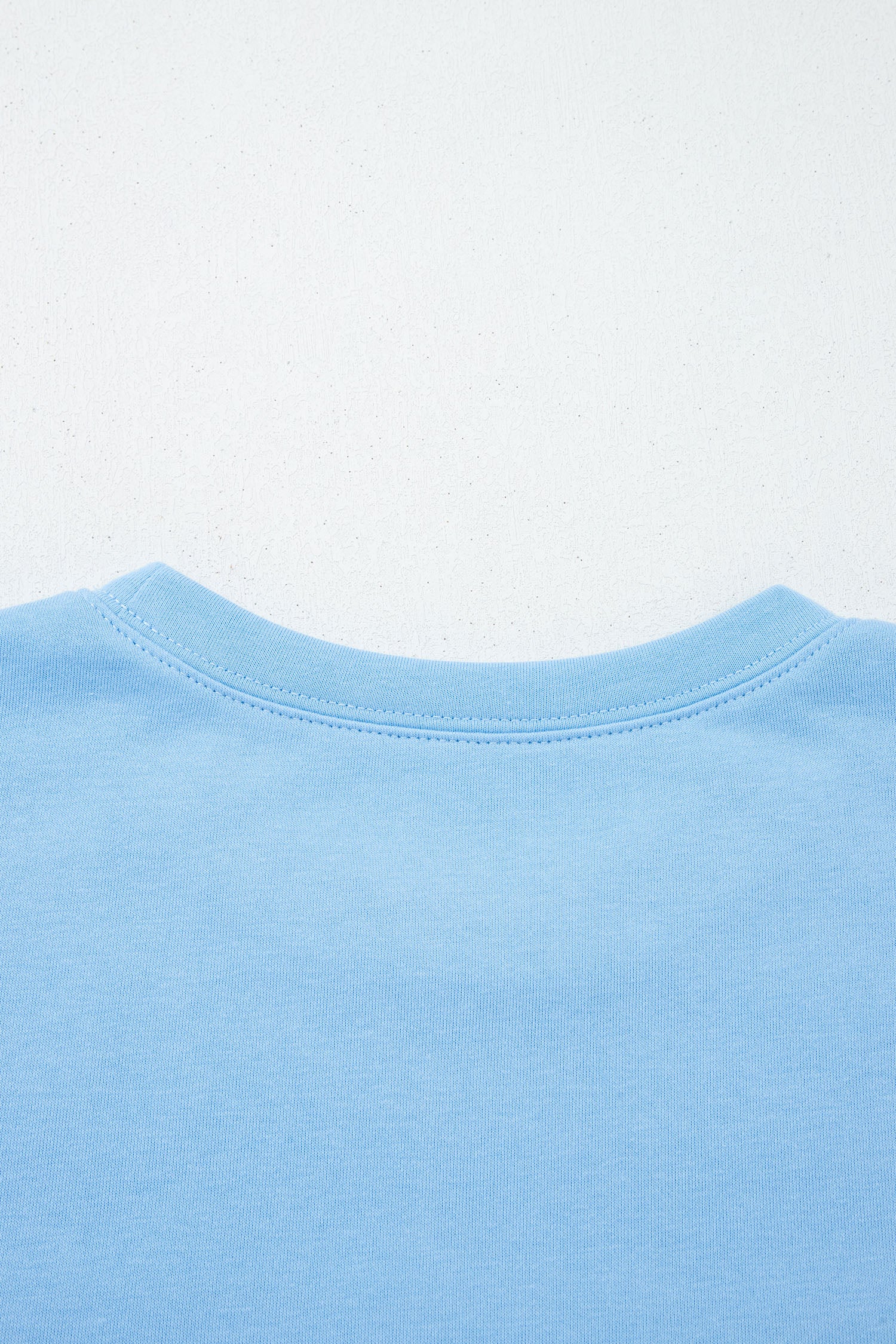 Mist Blue USA Flag Tee With Textured Patchwork Cap Sleeves