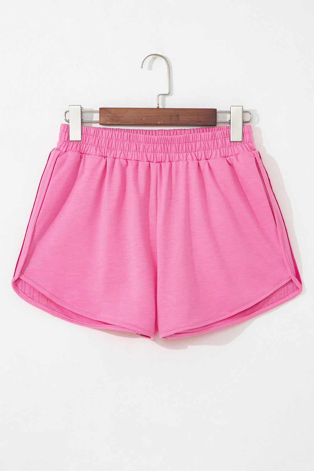 Bonbon Elastic & High Waist Active Shorts With Color Block Stripes