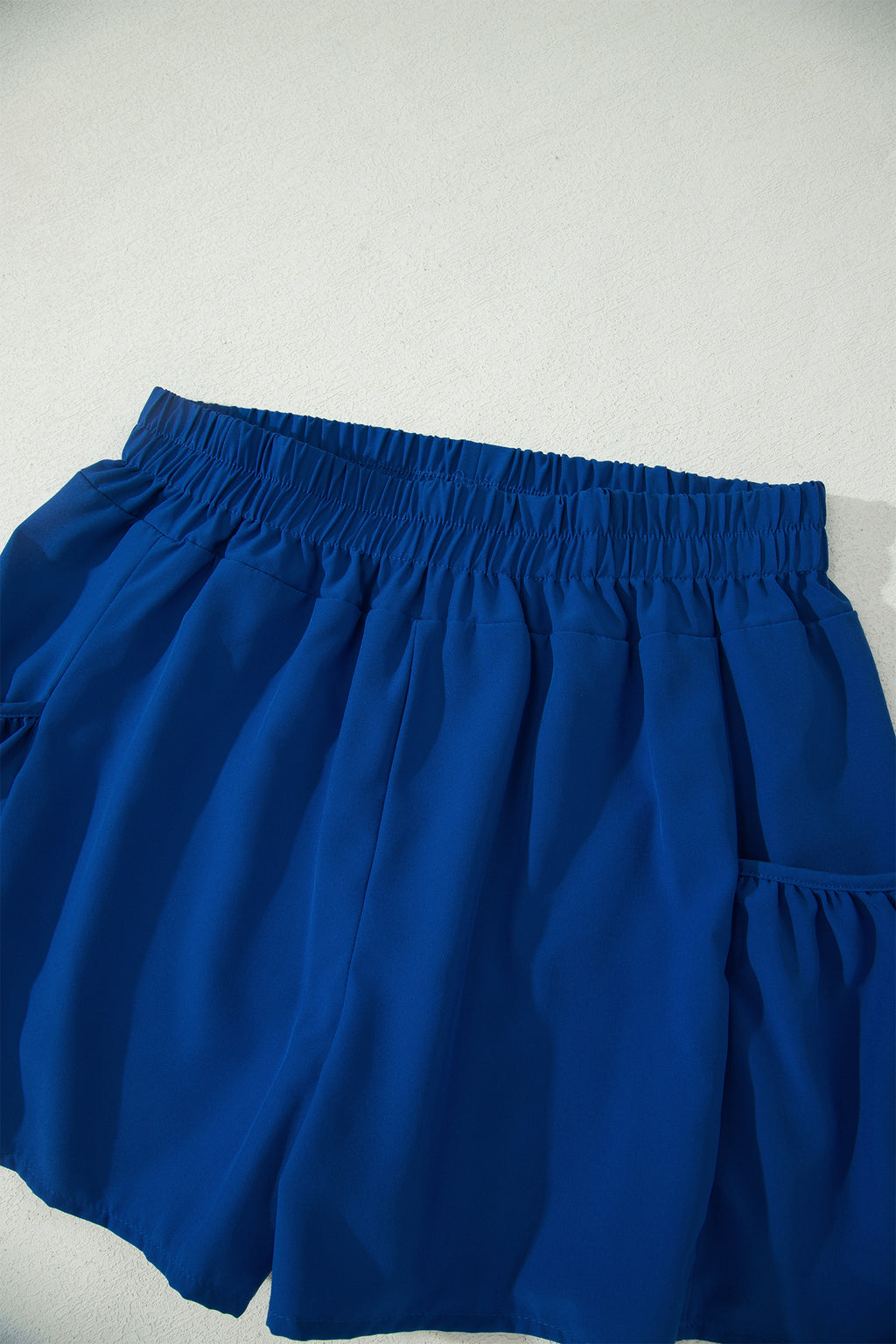 Dark Blue Ribbed Slim Tank & Pocketed Wide Leg Shorts 2pc Set