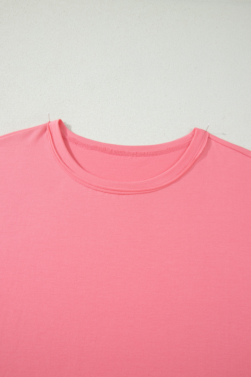 Plus Size Peach Blossom Tee With Raw Seam Detail & Ruffle Hem