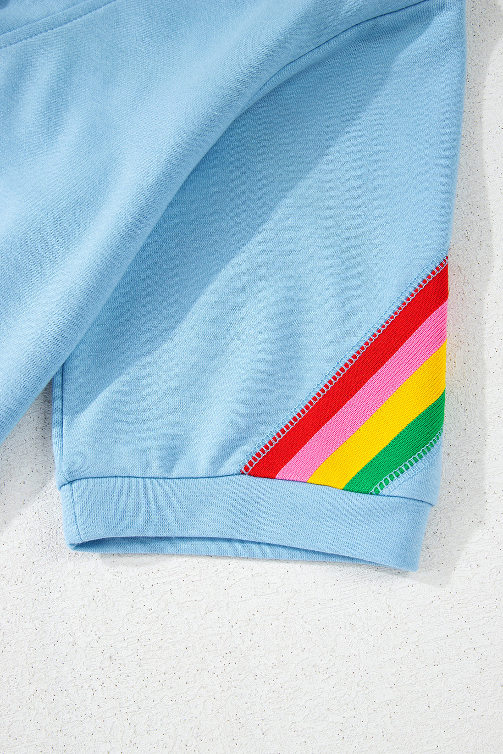 Sky Blue Rainbow Color-block 2 Piece Shorts Set