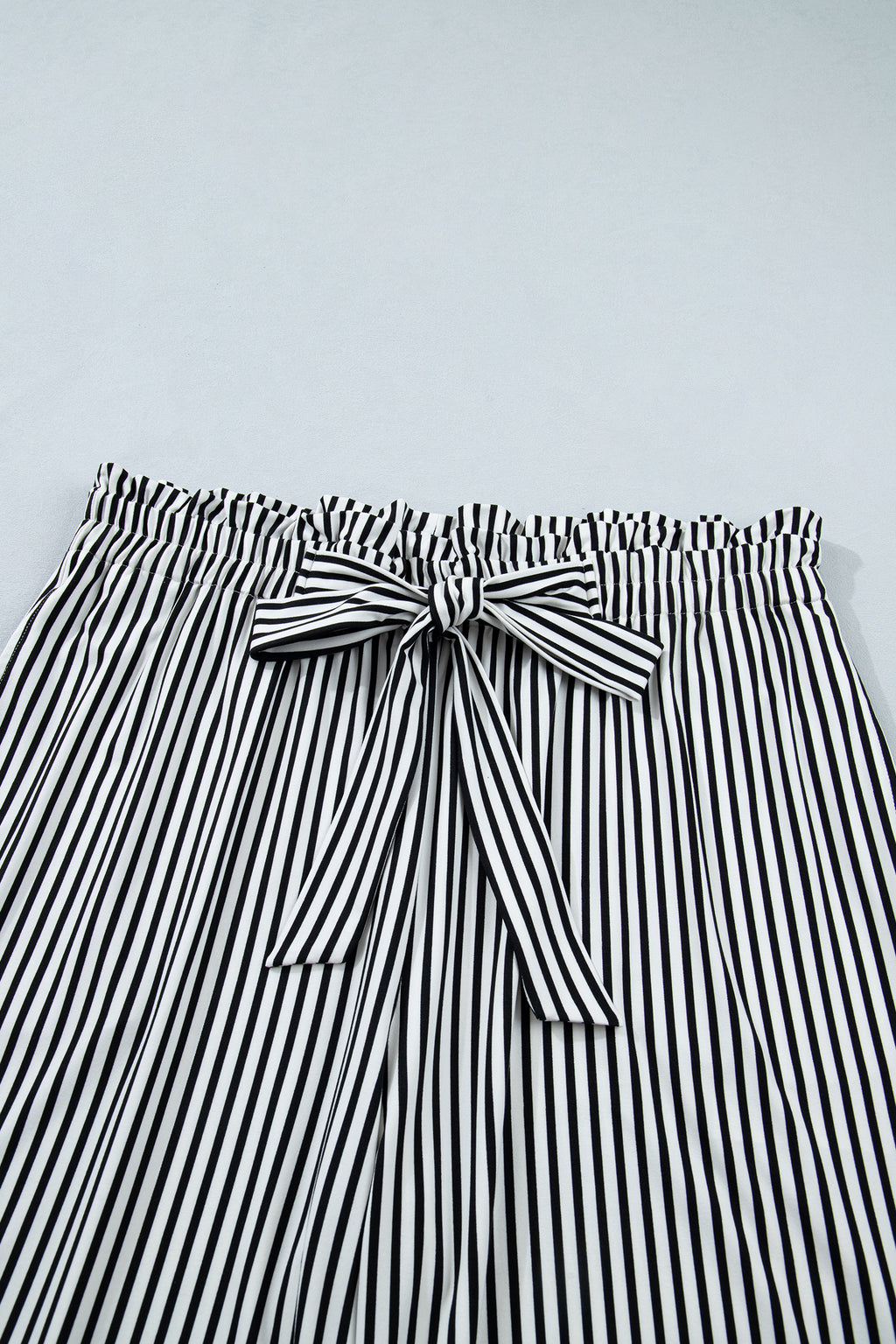 Plus Size Black Stripe Loose Fit Straight Casual Pants