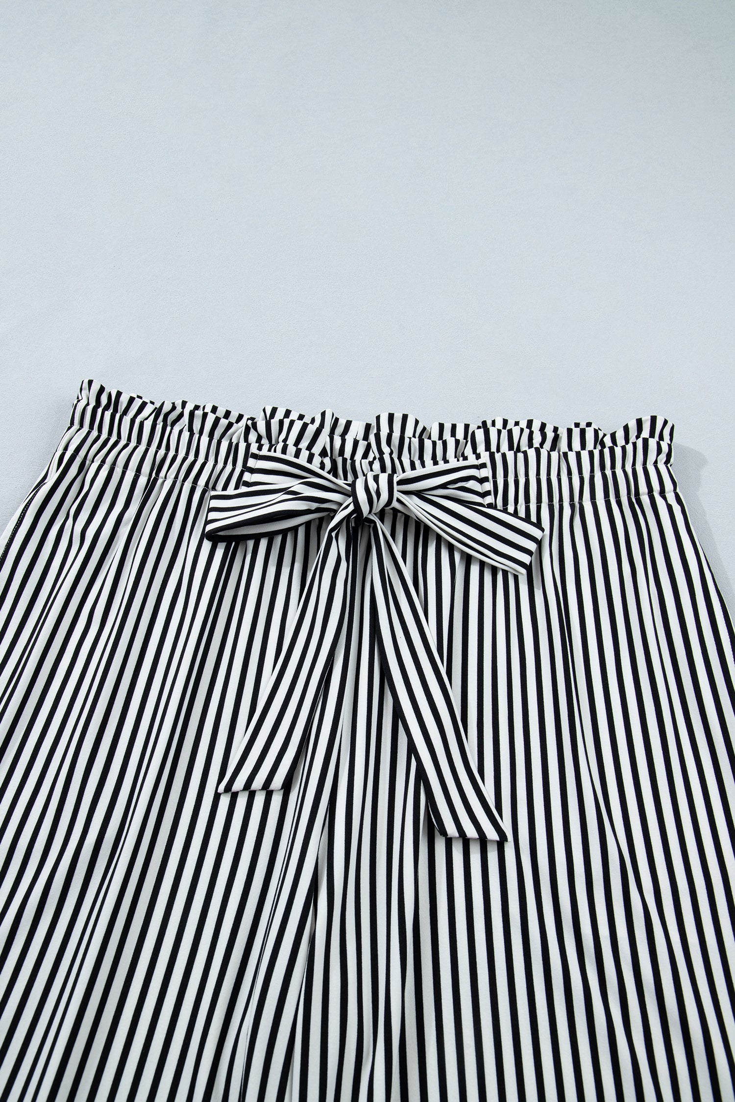 Plus Size Black Stripe Loose Fit Straight Casual Pants