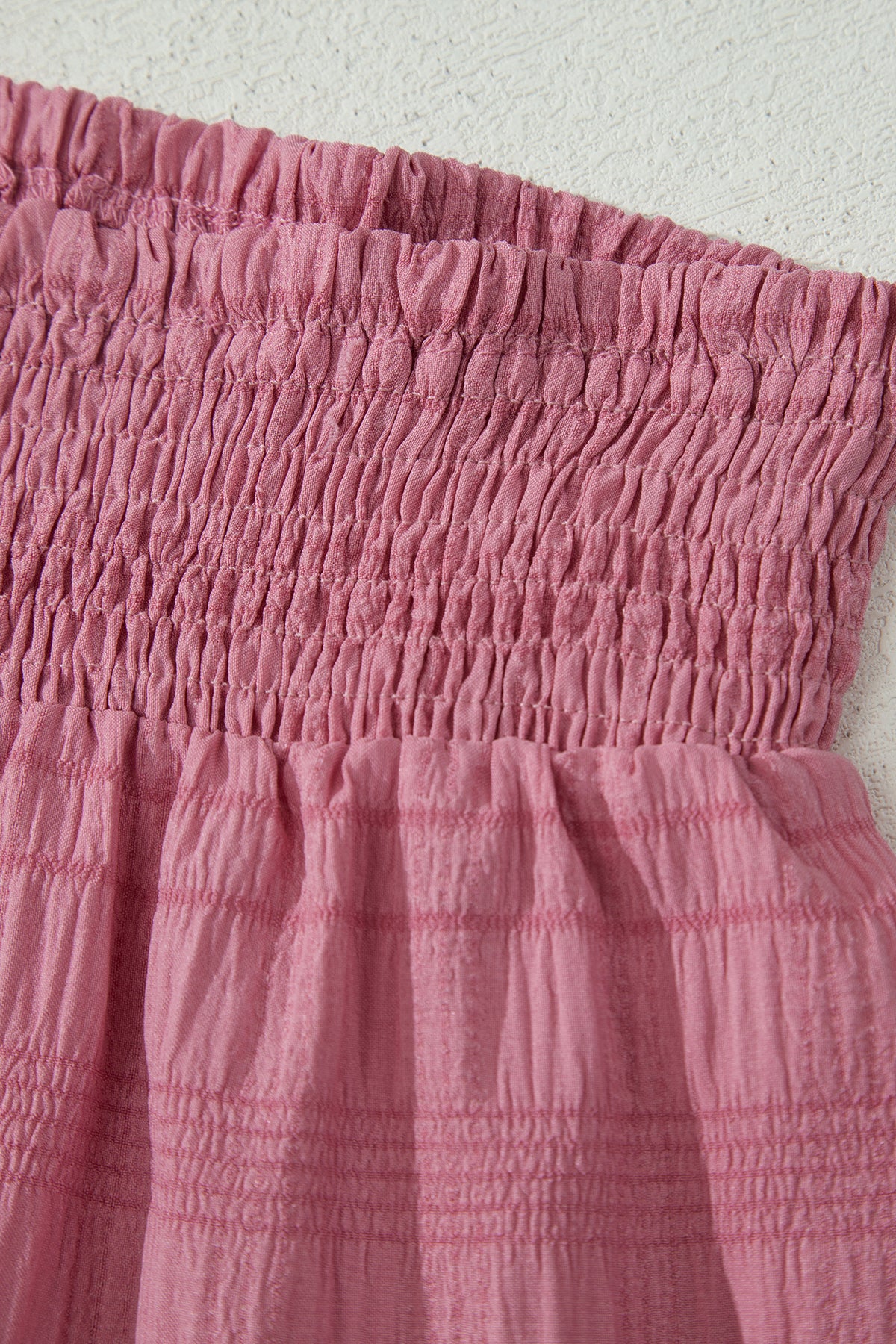 Peach Blossom Textured Square Neck Top & Shirred High Waist Shorts 2 pc Set