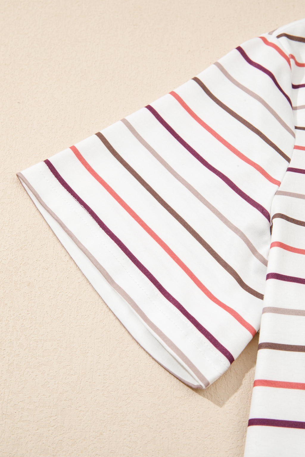Plus Size White Stripe V-Neck Casual Tee
