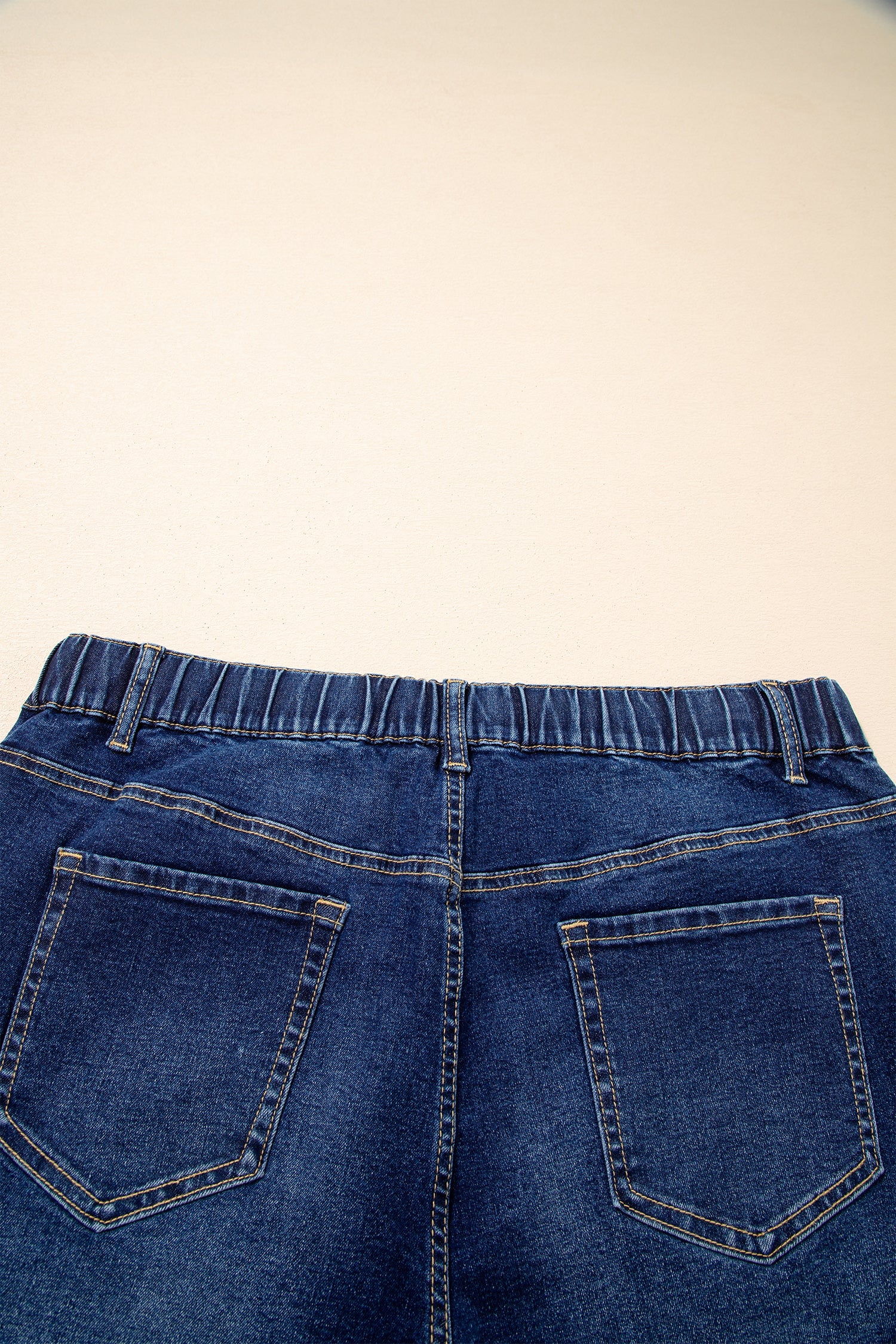 Plus Size Blue Acid Wash Jeans With Drawstring