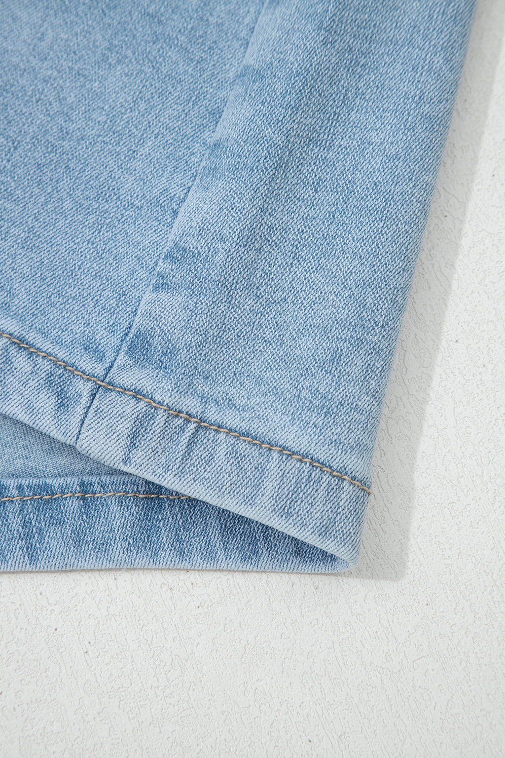 High Rise Patch Pocket Denim Shorts