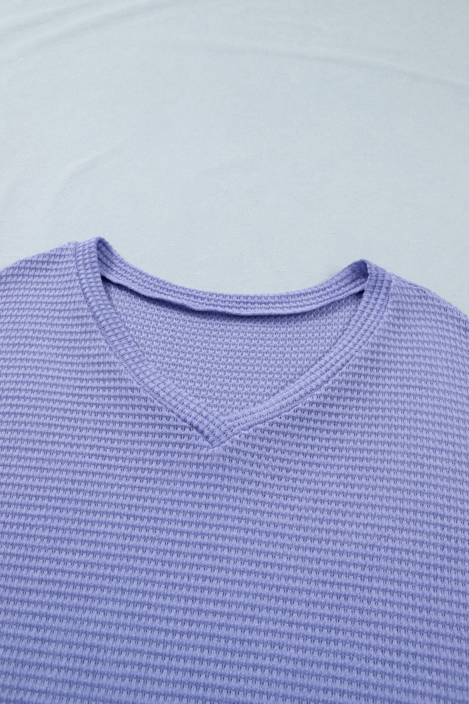 Plus Size Wisteria V-Neck Short Sleeve Waffle Knit Top
