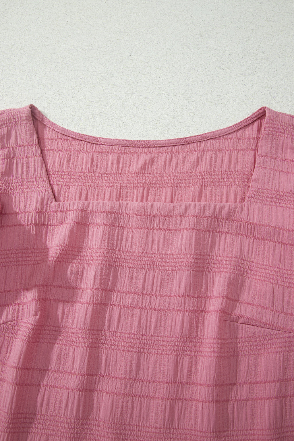 Peach Blossom Textured Square Neck Top & Shirred High Waist Shorts 2 pc Set