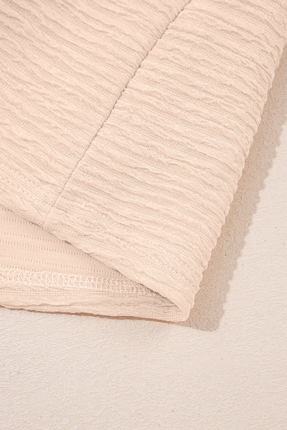 Apricot Textured V- Neck Tee and Shorts Set