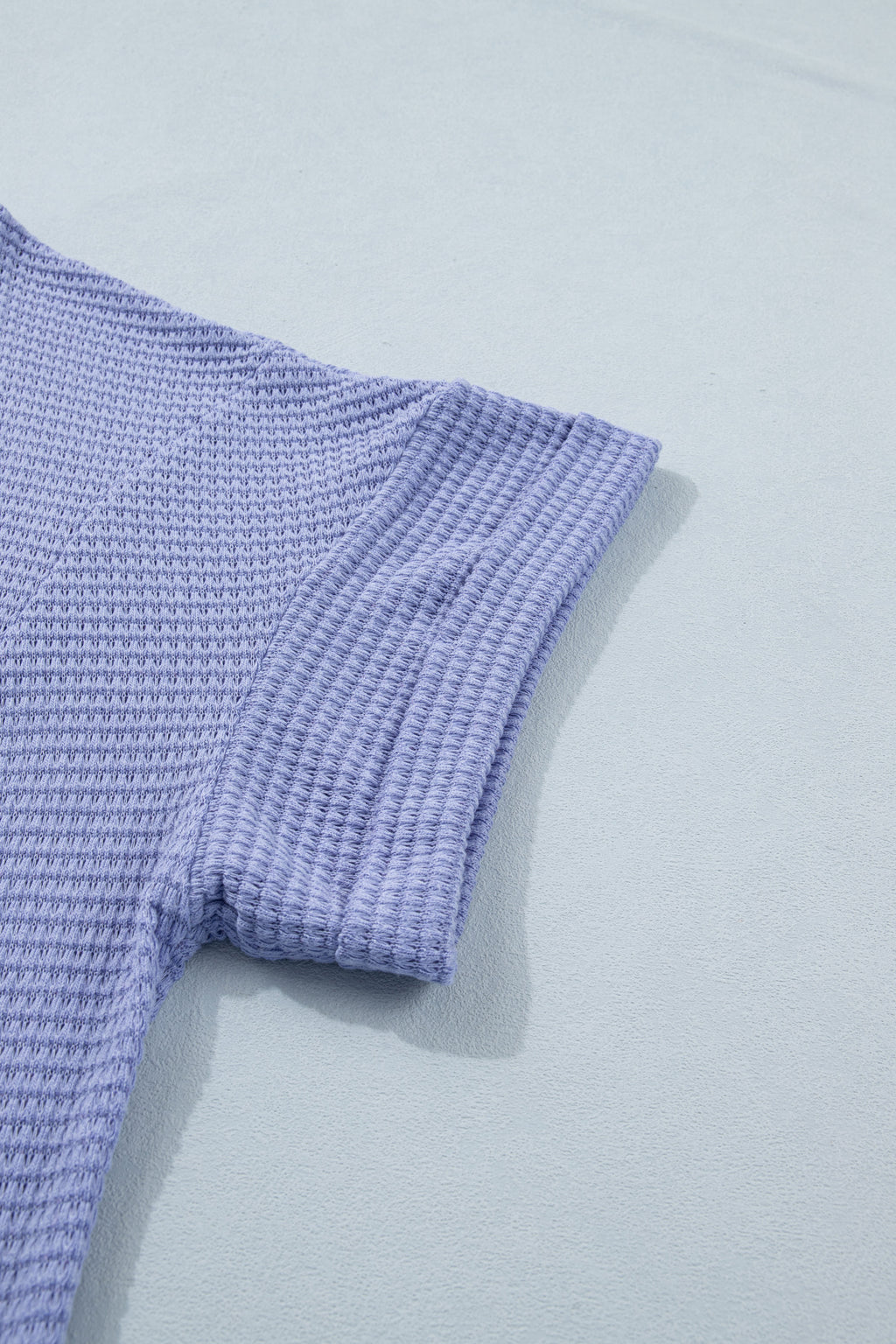 Plus Size Wisteria V-Neck Short Sleeve Waffle Knit Top
