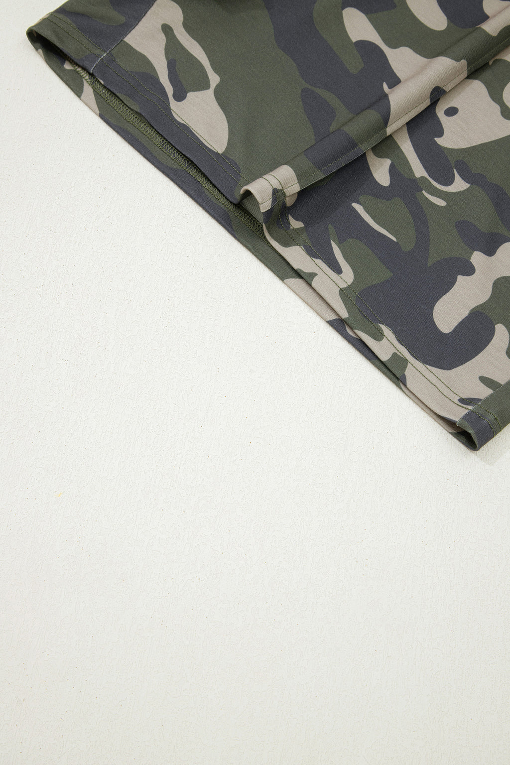 Plus Size Green Tie Waist Pocketed Camo Shorts