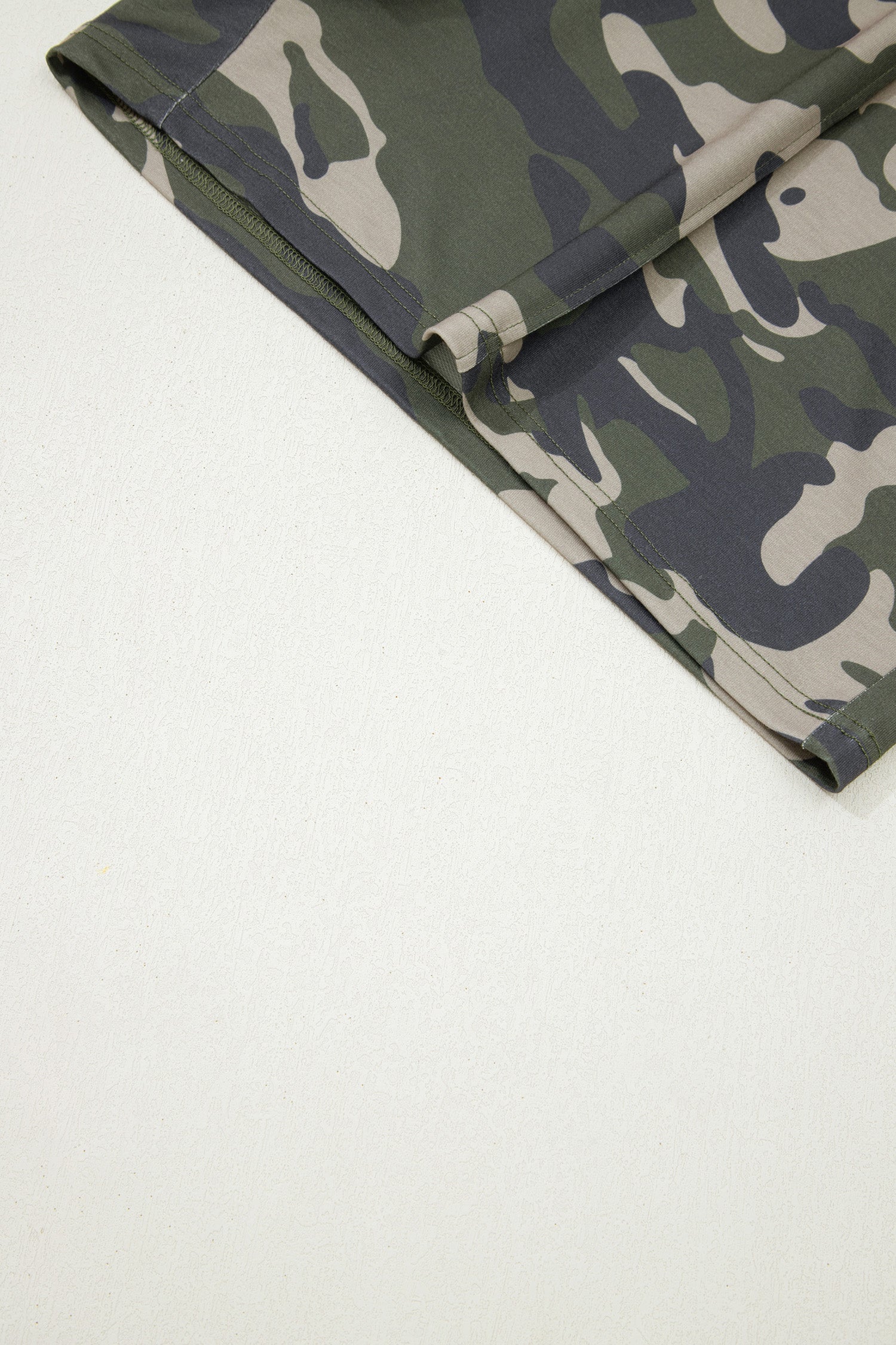 Plus Size Green Tie Waist Pocketed Camo Shorts