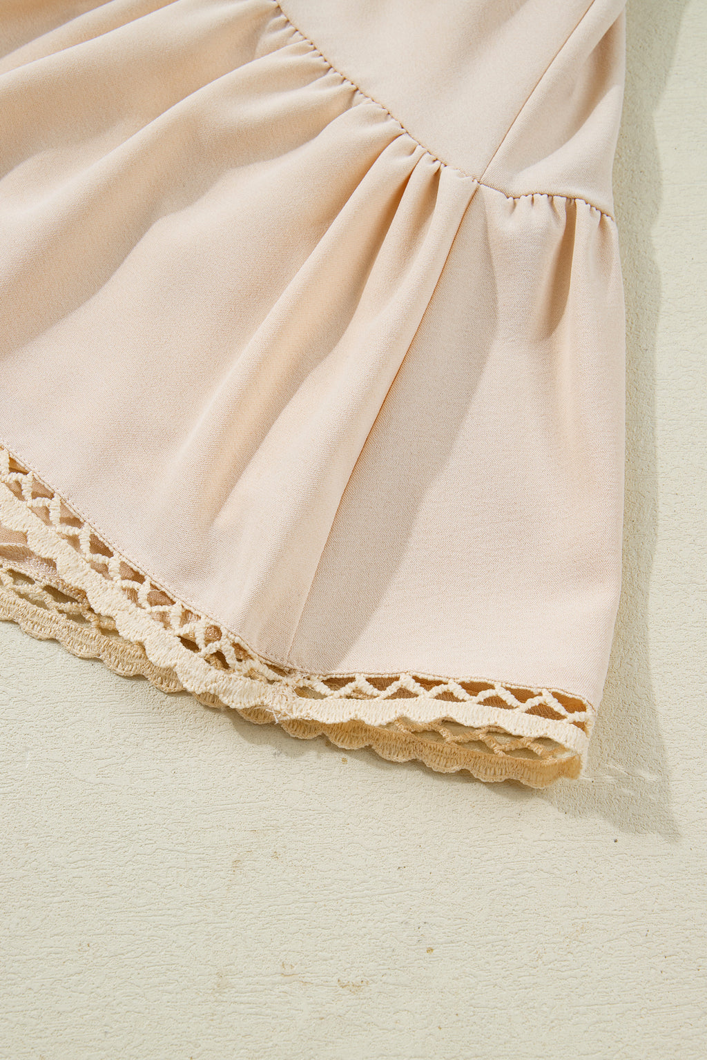 Plus Size Parchment Plus Frilled Elastic Waist Lace Trim Ruffled Shorts