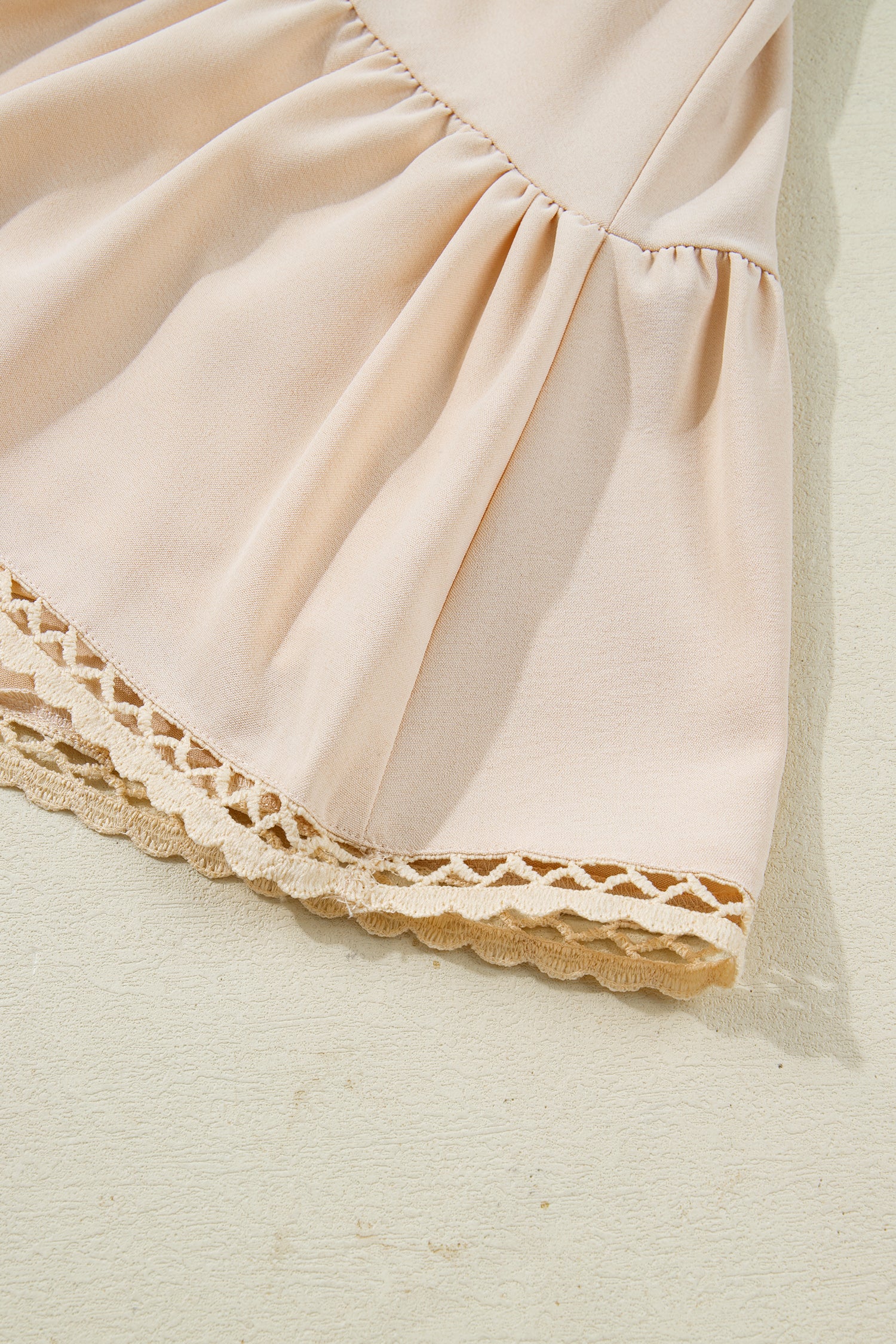 Plus Size Parchment Plus Frilled Elastic Waist Lace Trim Ruffled Shorts