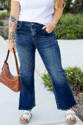 Plus Size High Waist Flare Jeans With Side Slits