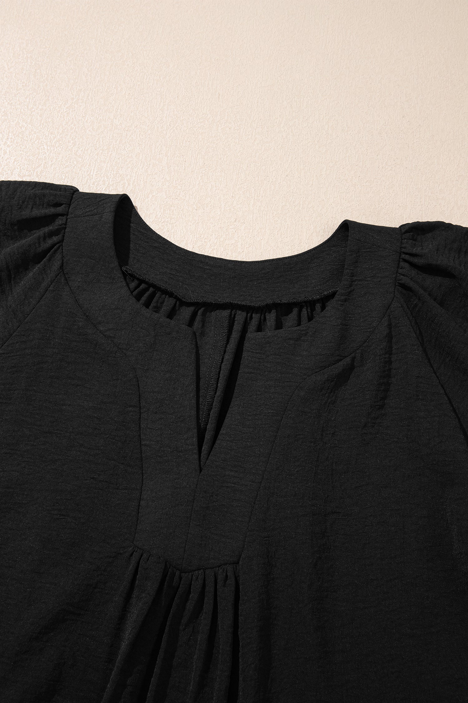 Plus Size Black Notched Neck Short Sleeve Dress