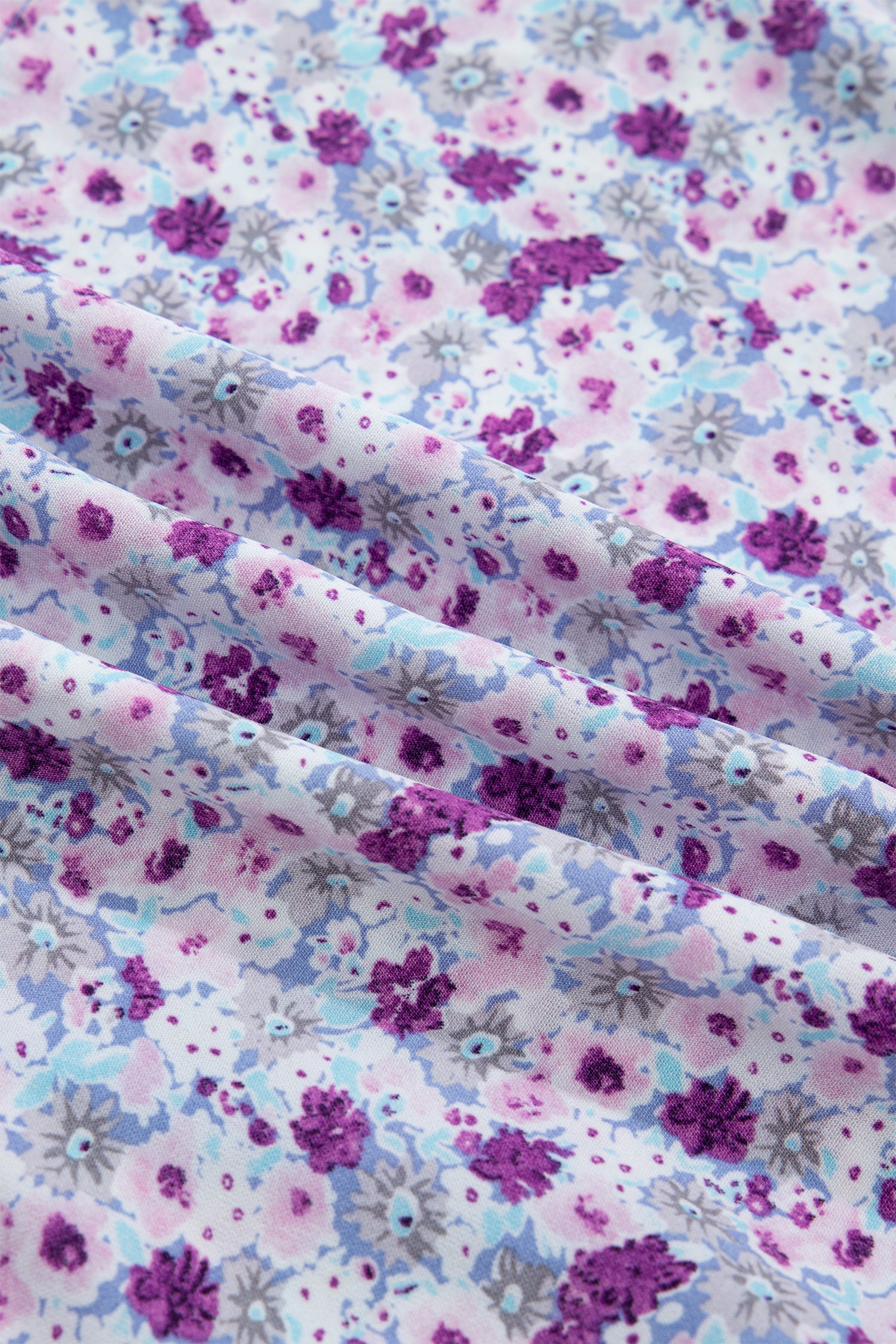 Plus Size Purple Floral Print Smocked Maxi Dress With Square Neck