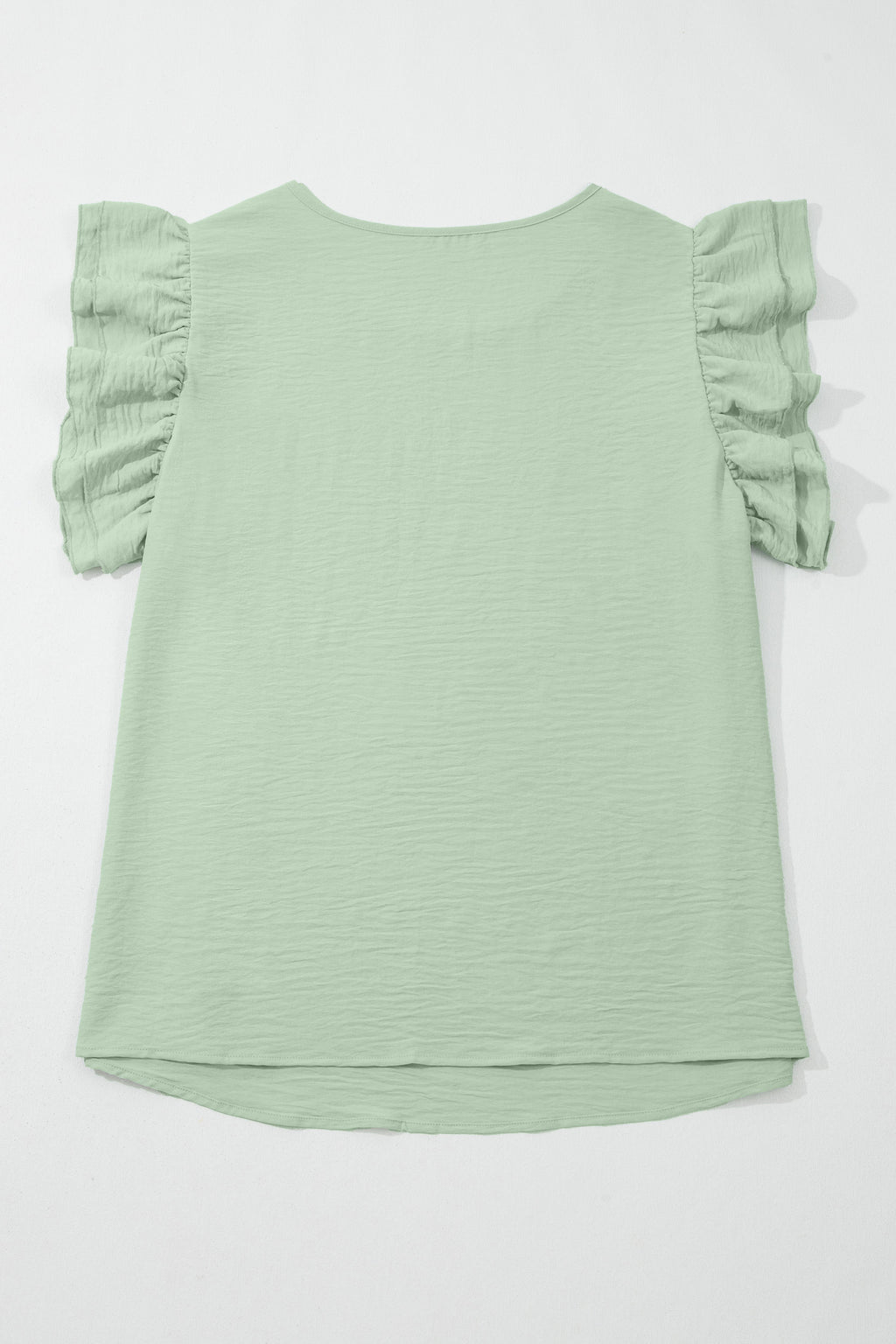 Plus Size Clearly Aqua Crew Neck Ruffle Sleeve Top