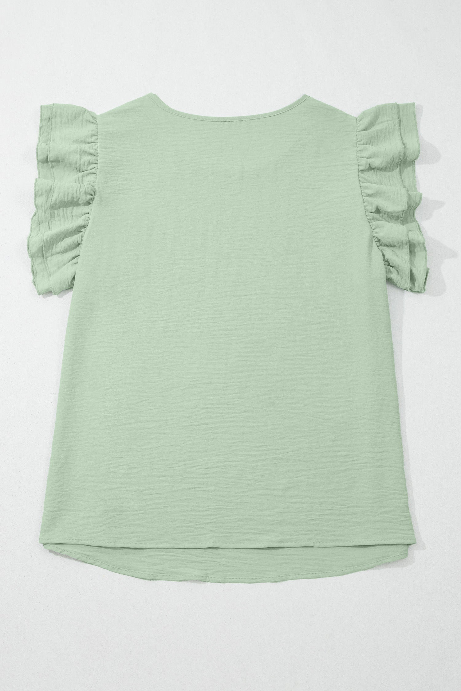 Plus Size Clearly Aqua Crew Neck Ruffle Sleeve Top