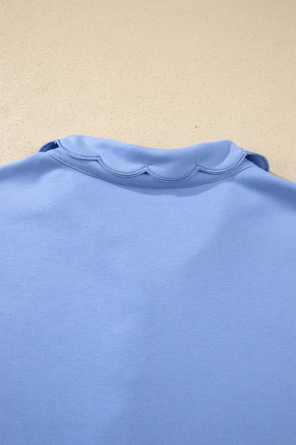 Plus Size Beau Blue Pullover Mini Dress With Scalloped Hem & Button Neck
