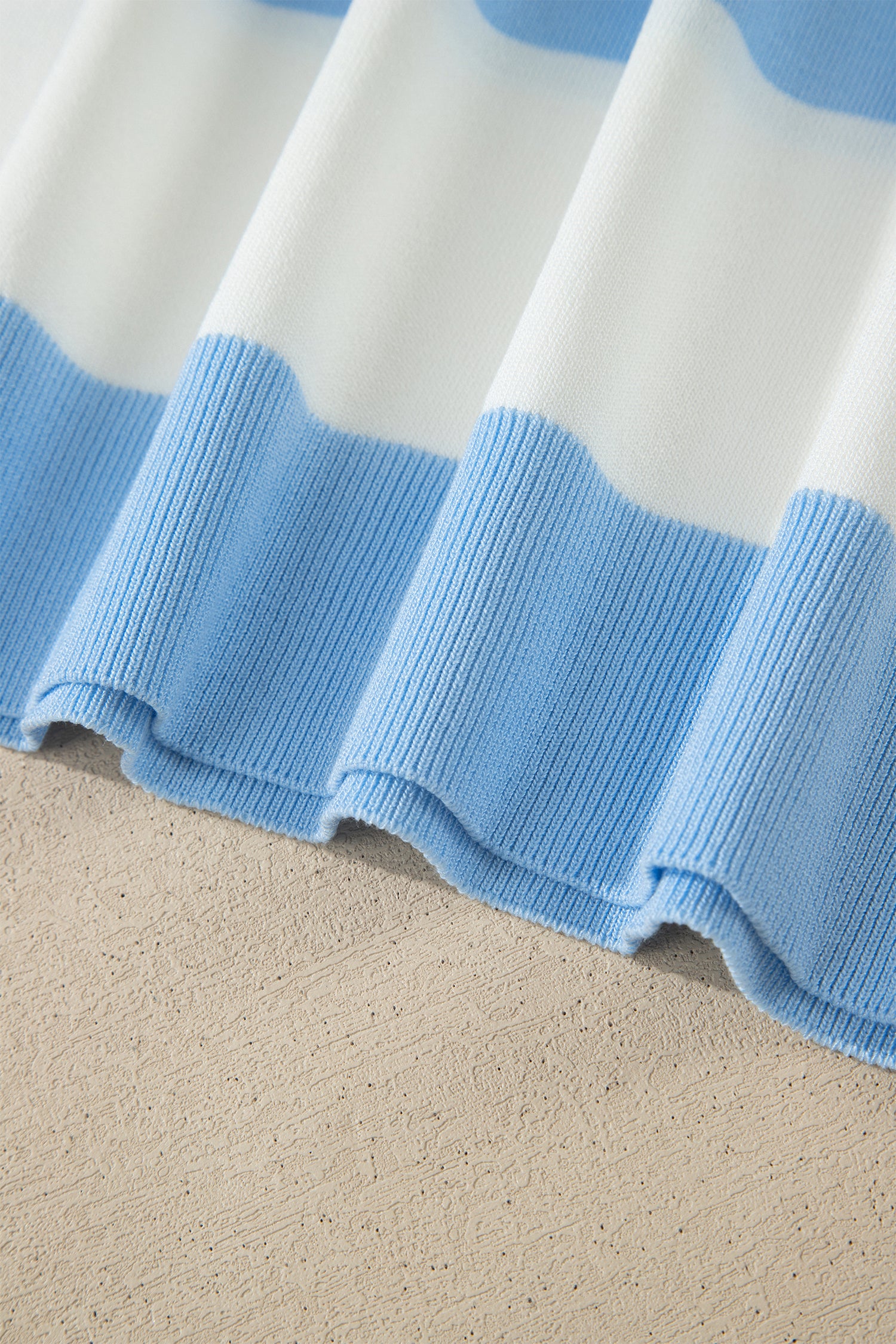 Plus Size Sky Blue Stripe Short Sleeve Sweater
