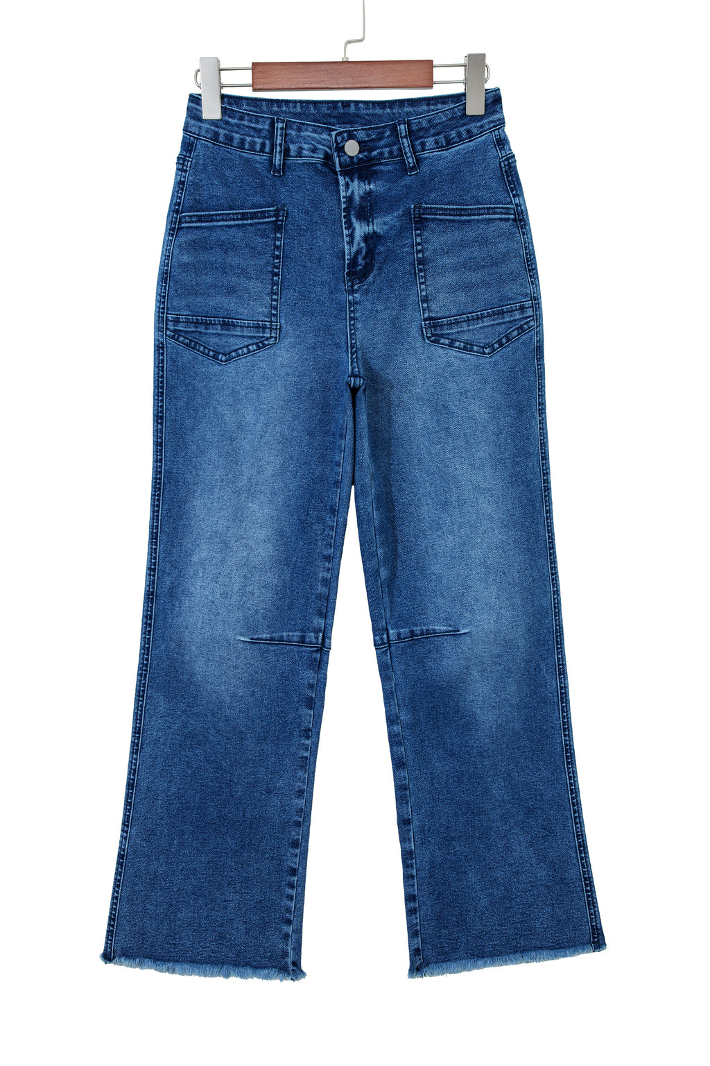 Sail Blue Frayed & Cropped Straight Jeans