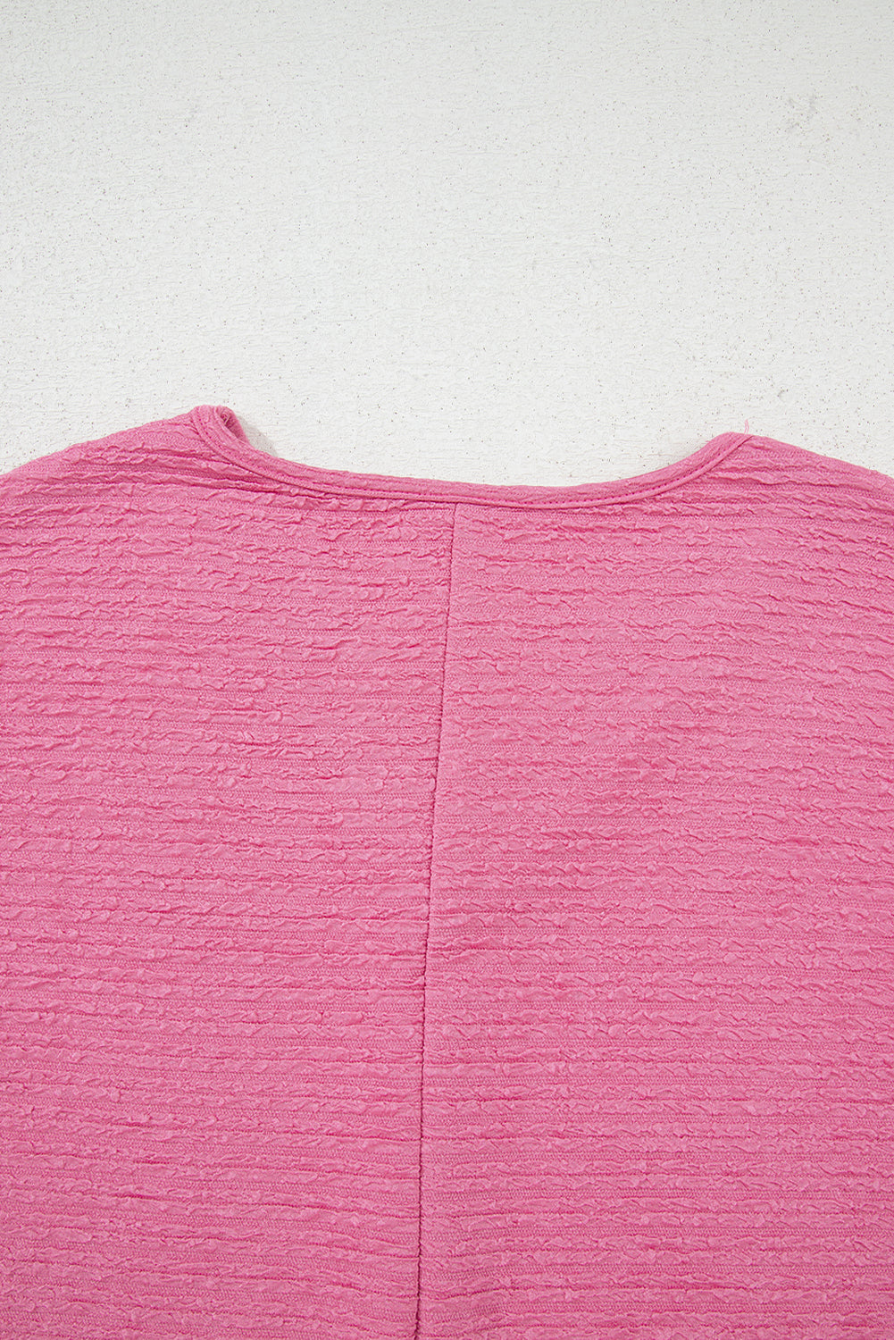 Pink Textured V-Neck Tee and Shorts Set