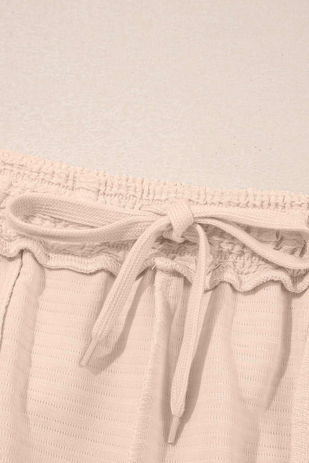Apricot Textured V- Neck Tee and Shorts Set