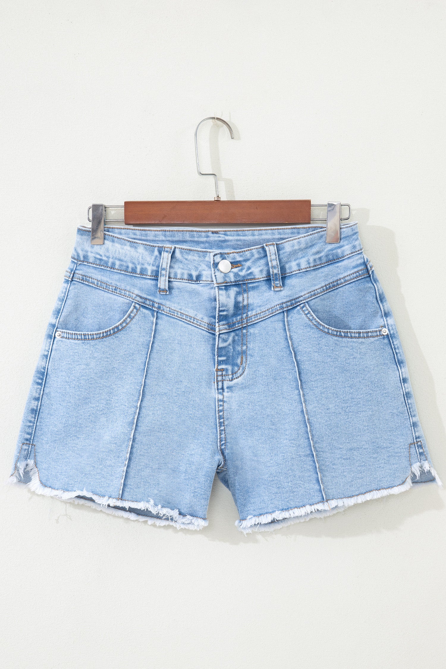 High Waist Frayed Denim Shorts