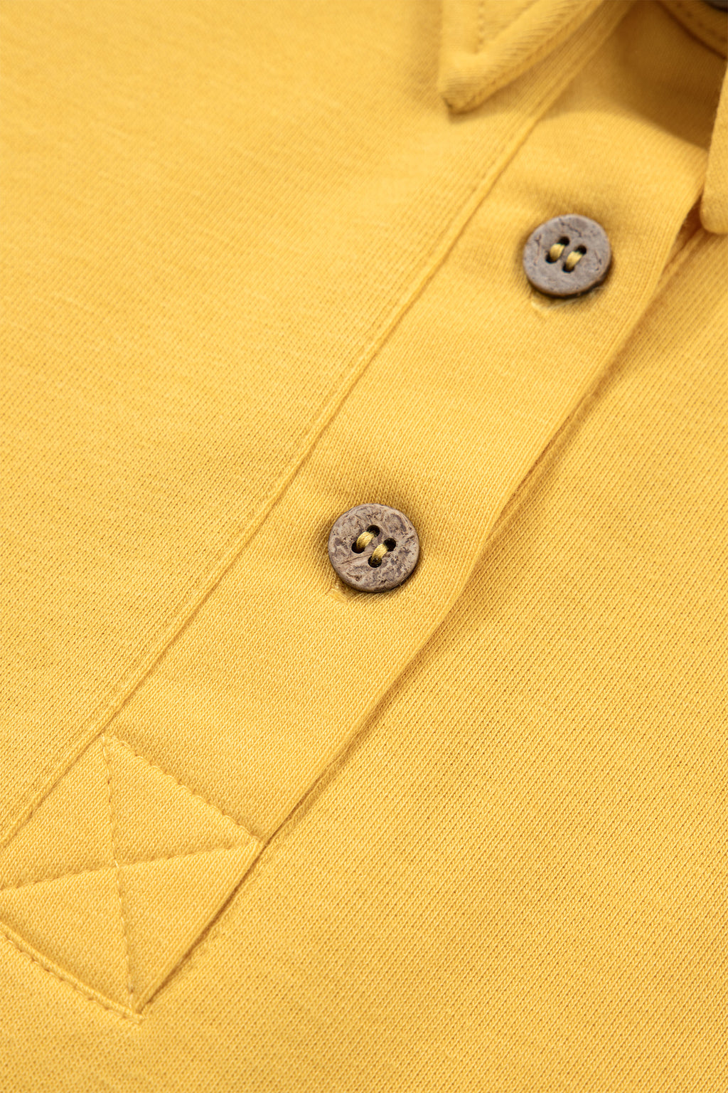 Banana Cream Loose Polo Tee & Elastic Waist Shorts Set