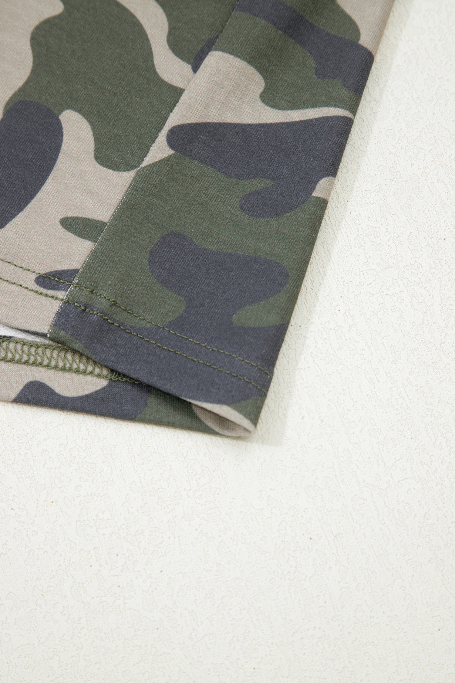 Plus Size Green Tie Waist Pocketed Camo Shorts